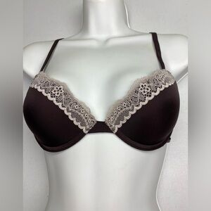 CK BRN Push-up with Lace, 34B *P1015